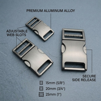Boucle latérale réglable en aluminium avec logo personnalisé, 15 mm, 20 mm, 25 mm, boucle en métal légère pour sac, collier de chien