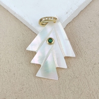 Pendentif en nacre de haute qualité gravé en forme d'arbre avec zircons colorés, breloques en coquillage naturel blanc, accessoire de mode