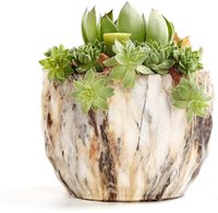 Pot Bunga Keramik Modern Bergaya Marmer, Tahan Lama, untuk Sukulen/Kaktus & Bonsai, Penggunaan Rumah & Taman