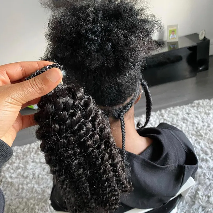 Brazilian Afro Kinky Curly I Tip Microlinks Hair Extensions Human Hair 100% Virgin For Women 3C Curly Bulk Hair