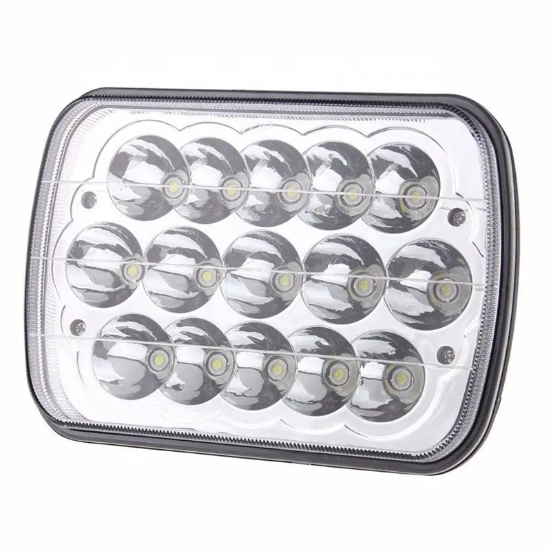 ไฟหน้า Led สี่เหลี่ยม15จุดสำหรับรถจี๊ป,ขนาด7X6 5X7นิ้วไฟ45วัตต์ไฟต่ำสูงไฟคู่ทำงานจุดสำหรับรถบรรทุก4X4