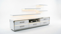 Meuble TV mural flottant laqué brillant avec tiroirs, taille personnalisée pour chambre et bureau