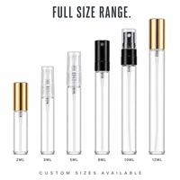 Flacon pulvérisateur de parfum en verre vide, rechargeable, anti-fuite, avec bouchon doré, pour échantillons de voyage, 10 ml, brume fine, vente en gros sur mesure