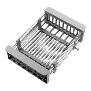 Adjustable Sink Dish Drainers Drain Basket Kitchen Organizer Stainless Steel Over Sink Drying Rack