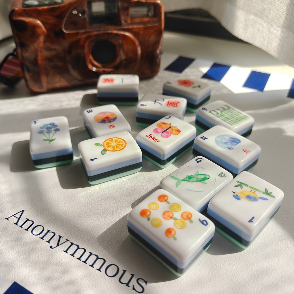 Number Magic Tiles Watercolor Orchard Acrylic Engraved Luxury Fichas De Mahjong Tiles ...