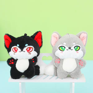 Grosir mainan lembut liontin gantungan kunci serigala mewah Mini lucu Logo kustom mainan hewan boneka mewah untuk promosi - Product Image 2