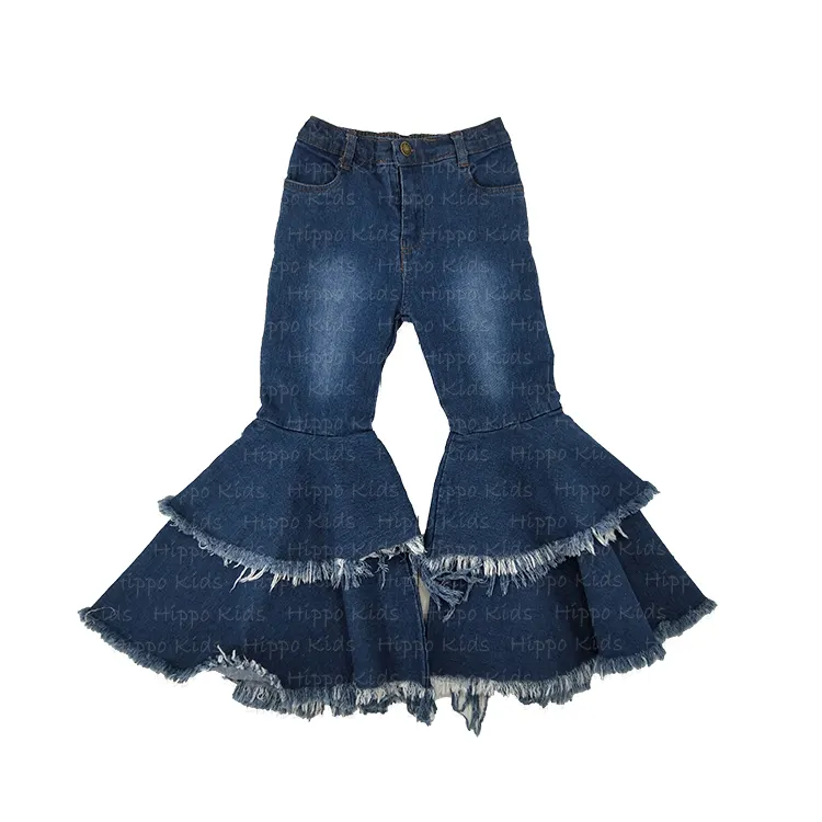 2019 Nuove Ragazze di Modo Svasato Pantaloni Del Bambino Dei Capretti Del Bambino Delle Ragazze Dei Jeans Bell-Bottom Pantaloni Pantaloni Larghi del Piedino Pantaloni In Denim