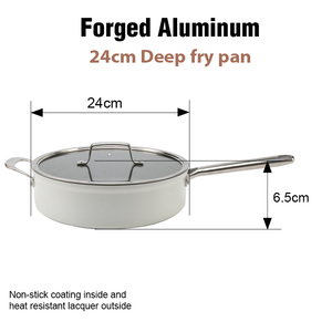 Không dính <span class=keywords><strong>Frying</strong></span> <span class=keywords><strong>Pan</strong></span> Set trắng cảm ứng Tương thích nhôm chất lượng tốt sâu Fry <span class=keywords><strong>Pan</strong></span> với nắp - Product Image 5