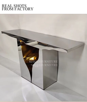 Table console moderne de luxe blanche et or, style italien, finition miroir, pour hall d'hôtel, fournie par l'usine