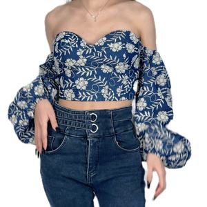 OEM Nouveau Top Court Sexy à Manches Longues et Épaules Dénudées Brodé pour Femme - Product Image 6