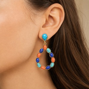 Orecchini pendenti vintage bohémien colorati e traforati, orecchini da donna esagerati per feste e regali - Product Image 3