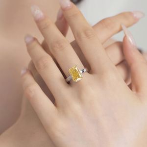 Dylam Fine Jewelry Sterling Silver Non Fade Sparkle Rectangle 8A Crushed <b>Iced</b> Out Cut Cubic Zirconia Women Bridal <b>Rings</b> - Product Image 2