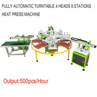 Presse à chaud automatique à 4 têtes et 8 stations personnalisée pour t-shirts