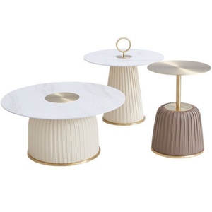 Table basse ronde haut de gamme double, moderne, luxe, en acier inoxydable et laiton, rotative, noire et dorée - Product Image 2