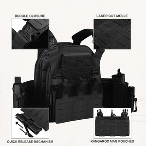 Gilet tactique léger à dégagement rapide, porte-plaques réglable avec système Molle, pour la chasse, l'entraînement et la sécurité en extérieur - Product Image 4