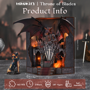 Kit Minicity Book Nook-Kit de maison de poupée miniature bricolage <span class=keywords><strong>pour</strong></span> <span class=keywords><strong>débutants</strong></span>, <span class=keywords><strong>adultes</strong></span> et adolescents (trône des lames) - Product Image 2