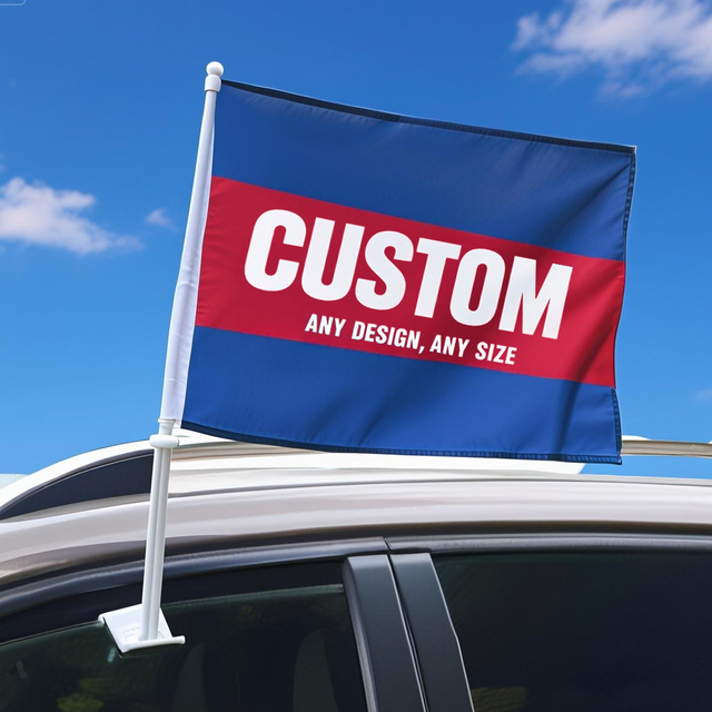 Digital Printed Logo Customizable Flags Wholesale Custom 30x45cm 12x18 Inch Polyester Automotive Window Display Durable Plastic