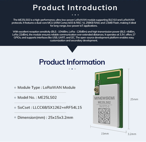 Me25ls02 llcc68 nrf54l15 lõi kép BLE 6.0 & lorawan giao thức 27 gpios không dây RF Modules Long Range điện năng thấp BLE + Lora Combo - Product Image 5
