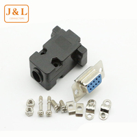 Connecteurs D-Sub DB9 mâle/femelle plaqués or, haute intensité, à souder, port série RS232, prise 9 broches, boîtier métal/plastique, noir simple