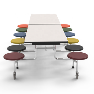 Mesa de cafetería móvil con taburetes, comedor plegable, 12 asientos - Product Image 3