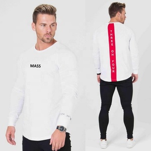 Soft Cotton Spandex Blend <strong>t</strong> <strong>Shirts</strong> Men Full Sleeve <strong>Black</strong> <strong>Fitted</strong> Stretch <strong>t</strong> <strong>Shirts</strong> With Back Stripe Panel - Product Image 5