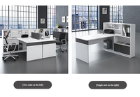 Escritorio de Oficina Personalizable para 2 Personas con Mueble Superior de Almacenamiento, Mesa Doble de Madera para Computadora y Gabinete para Oficina Abierta