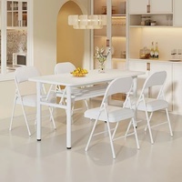 Table pliante en acier inoxydable pour un usage domestique Bureau d'étude de salle à manger simple Aucune installation requise pour le stock de bureau de location de maison