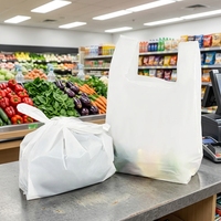 Sacs de transport personnalisés avec logo imprimé pour la vente à emporter, sacs de courses en forme de T, vente en gros, sacs de courses en PEHD robustes pour la vente au détail