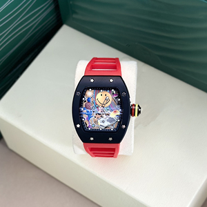 Reloj Mecánico Automático de Lujo con Esfera Esqueletizada, Caja Tonneau, Cristal de Zafiro, Correa de Goma y Diseño de Esfera Sonriente para Hombre - Product Image 5