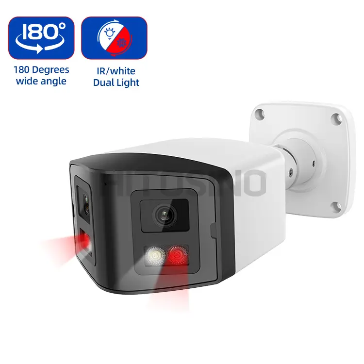 Compatible Hik 4MP Double illuminations Full Color Night Vision Metal Shall Dual Lens Super Wide View Caméra IP PoE