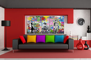 Pop Art Print Wall Decor Brainwash Canvas Extra Large Street Art Graffiti Urban Balloon Girl <span class=keywords><strong>Banksy</strong></span> Painting - Product Image 2