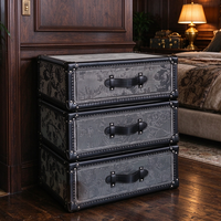 Nouvelle Conception Armoire de Rangement Rotative à 3 Tiroirs en Acier Gris Laiton, Style Moderne Européen, pour Bar à Domicile, Salon, Décoration de Luxe Rétro