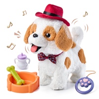 Tumama enfants jouets en peluche électroniques chapeau pour animaux de compagnie chiot aboiement et laisse marche chien alimentation plat jouet ensemble pour enfant d'âge préscolaire intérieur