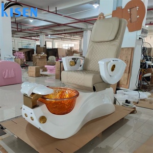 Kisen Modern Luxury No Plumbing Nail Salon Lay Down Beauty Shop Electric Foot Spa Massage Pink White Black Pedicure Chair - Product Image 1