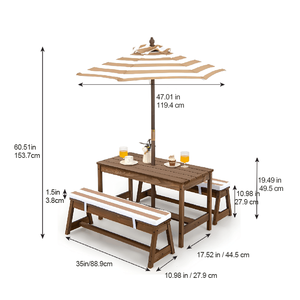 <span class=keywords><strong>Table</strong></span> <span class=keywords><strong>et</strong></span> <span class=keywords><strong>chaise</strong></span> en bois <span class=keywords><strong>avec</strong></span> <span class=keywords><strong>parasol</strong></span> rectangulaire banc <span class=keywords><strong>de</strong></span> <span class=keywords><strong>jardin</strong></span> pour enfants pique-nique <span class=keywords><strong>parasol</strong></span> extérieur - Product Image 2