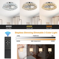 Ventilateur de plafond rond en cristal personnalisé en gros, avec éclairage, pour cuisine et salon, contrôle par application, minuterie, luminaires intelligents