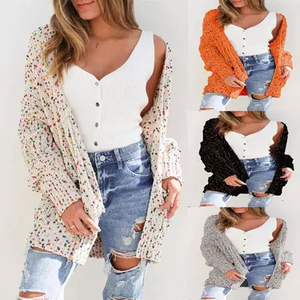<span class=keywords><strong>Pull</strong></span> cardigan en tricot à manches longues avec confettis pour femmes, vêtements de boutique - Product Image 2