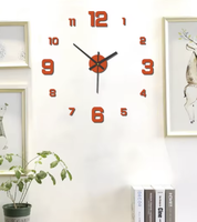 Jam Dinding Besar Tanpa Bingkai 40CM 3D Bercahaya Jam Dinding Akrilik DIY Pemasangan Dinding Jam Dinding Digital Senyap Dekorasi Kantor