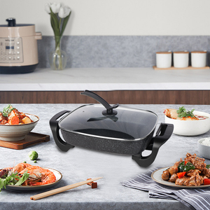 2026 Trending Electric Square Hot <b>Pot</b> Fry Pan PTFE Coated Non-Stick Tempered Glass 8L Capacity Digital Control Household Hotel - Product Image 2