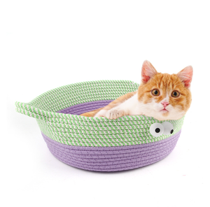 Cama de Lujo para Mascotas, Tejida a Mano con Cuerda de Algodón, Resistente, para Todas las Estaciones, Color Verde - Product Image 2