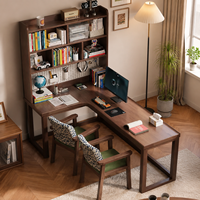 Bureau d'angle en bois d'hévéa avec étagère intégrée et panneau perforé pour l'étude à domicile
