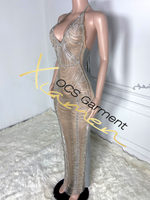 Robe de soirée noire sans manches Ocstrade 2025 pour femmes, avec chaîne en strass, sexy, dos nu, pour soirée dans un club, robe de bal scintillante en cristal