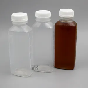 使い捨て透明プラスチックジュースボトル8オンスプラスチックスクエアジュース250Ml改ざん防止キャップ付き