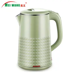 Meiwang fábrica eletrodomésticos chaleira elétrica duas camadas de aço inoxidável caldeira de água plástico shell 1.8L CB CE GS UKCA