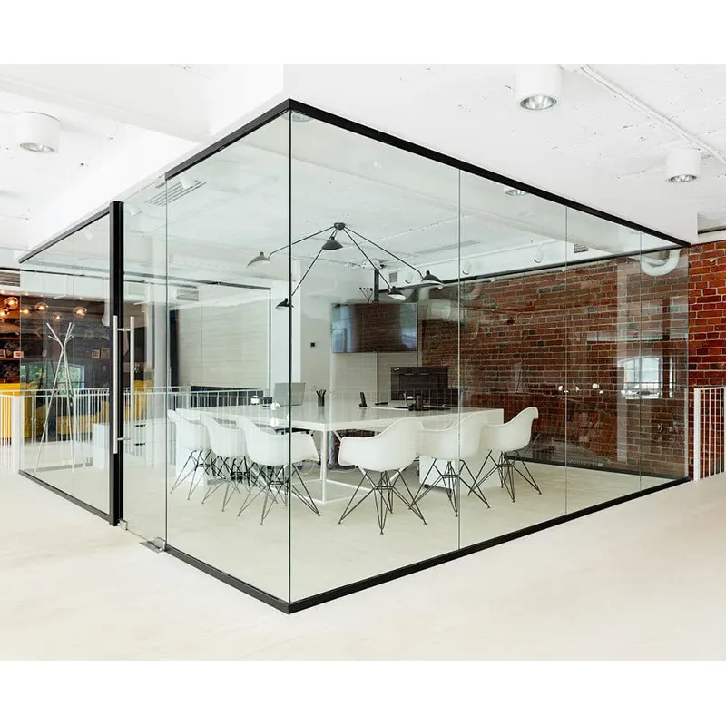 Partición de edificio de oficinas modular desmontable prefabricada con pared de vidrio templado
