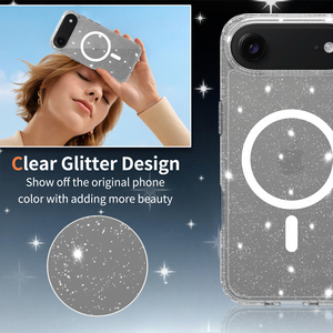 Étui magnétique transparent scintillant pour Phone 17 Air, protection robuste contre les chutes, coque transparente avec paillettes et alignement magnétique puissant - Product Image 3