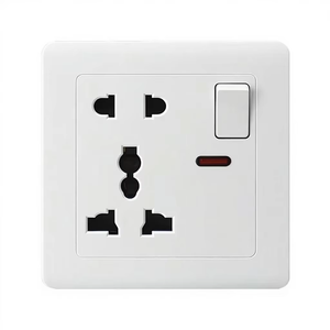 Prise murale multifonction 5 broches en plastique, type 86 BS standard US 13A avec interrupteur, type 146 style Hong Kong double interrupteur - Product Image 1