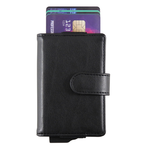 Porte-cartes de crédit anti-vol en métal multicolore avec fermeture ouverte, blocage RFID, étui pour cartes de visite avec doublure en nylon, disponible en stock - Product Image 3