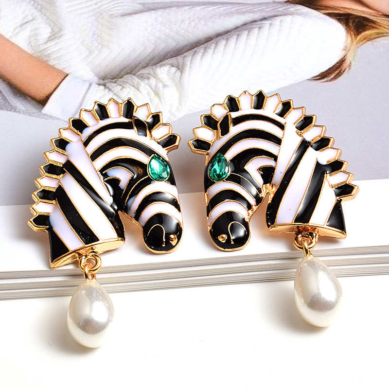 TongLing übertriebene Ohrringe Big Thick Hoop Zebra Earings Ohr stecker Set Frauen Ohrringe