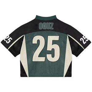 Maillot de football personnalisé en mesh noir pour homme, T-shirt oversize contrastant bleu sarcelle, streetwear, imprimé cyberpunk, maillot de sport court - Product Image 6
